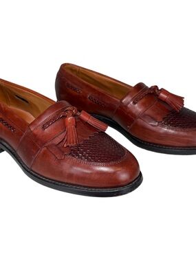 Allen Edmonds Cody Tassel Loafers 7.5 Brown Woven Leather Kiltie Dress Shoes